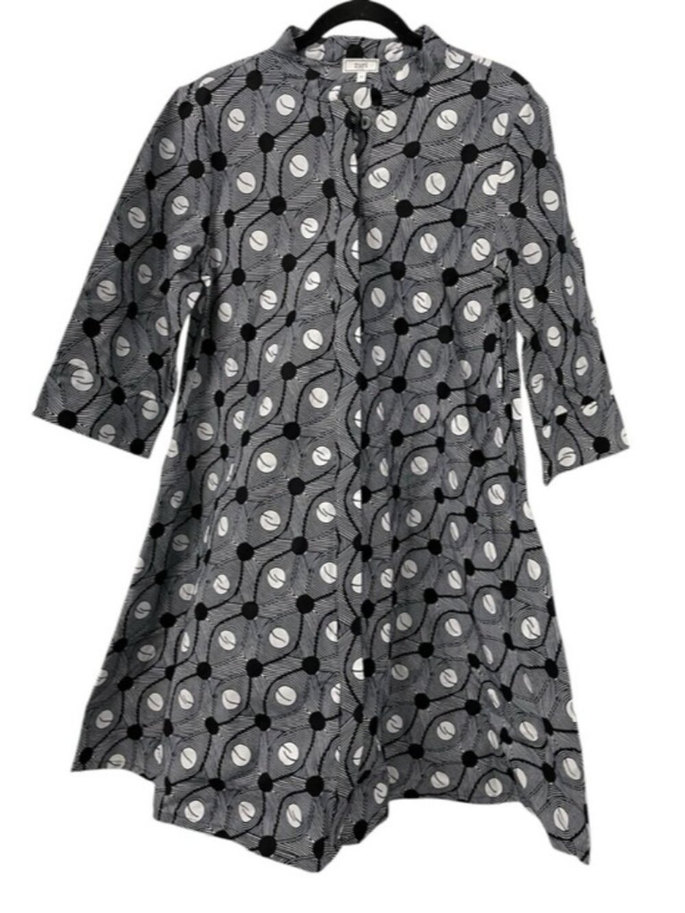 ZURI KENYA Black & White Abstract Pattern Kente Cotton Art to Wear Dress Medium